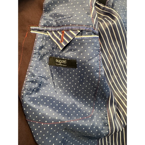 Bugatti Mens 42  Two Button Blazer Sports Coat Suit Jacket Maroon With Blue Line - Picture 7 of 16